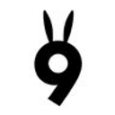 9 friendly white rabbits logo